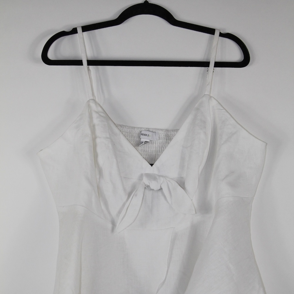 FOREVER21 PLUS LINEN TIE FRONT TOP NWT